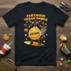Certified Trash Panda t-shirt design featuring a raccoon in aviator goggles holding a cookie and a trash can, with the