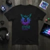 Black t-shirt featuring a blue and purple gradient abstract phoenix logo with CF initials below