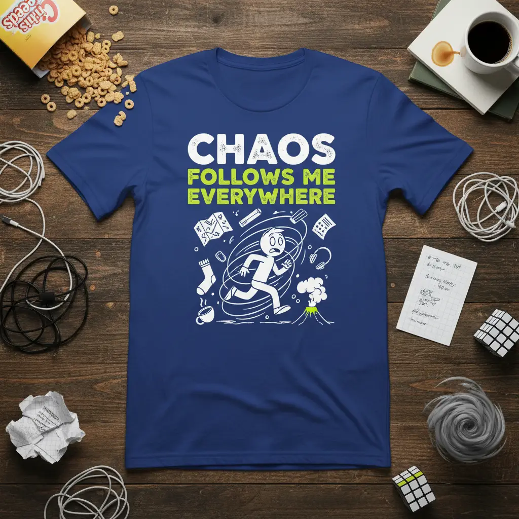 Chaos Follows Me Everywhere Funny Quote T-Shirt