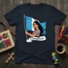 Chapina t-shirt design featuring a woman holding the Guatemalan flag and the word "Chapina" written below
