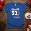 Chapter 53 birthday t-shirt with graphic of an open book releasing hearts and lips