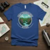 Chattahoochee River Georgia t-shirt design featuring a scenic canyon landscape with a winding river and mountains