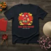 Vietnamese family celebrating Tet holiday with "Chúc Mừng Năm Mới Happy New Year" text on a dark t-shirt