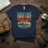 Retro Cheat Lake Cheat Lake Cheat Lake t-shirt design with mountain and canoe graphic