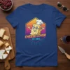 Cheese Lover Est 1980s retro t-shirt design with a smiling cheese wedge chef character and vintage sunset graphic