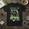 German chemistry quote "Chemie ist wie Kochen Man darf nur nicht den Löffel ablecken" with cooking and science graphics on