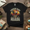 Chicken Dads Have The Best Peckers t-shirt design with a vintage rooster and basket of eggs