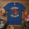 Chicken Of The Ditch t-shirt design featuring a crawfish on a log in water, with text above and below