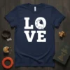 Chihuahua Love T-Shirt with bold white text and a cute chihuahua graphic replacing the 'O' in LOVE