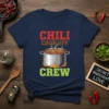 Chili Cook Off Crew t-shirt design featuring a pot of chili on flames and bold text