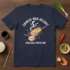 Chinese Wok Delight Fried Rice Perfection t-shirt design featuring a steaming wok and bowl of rice
