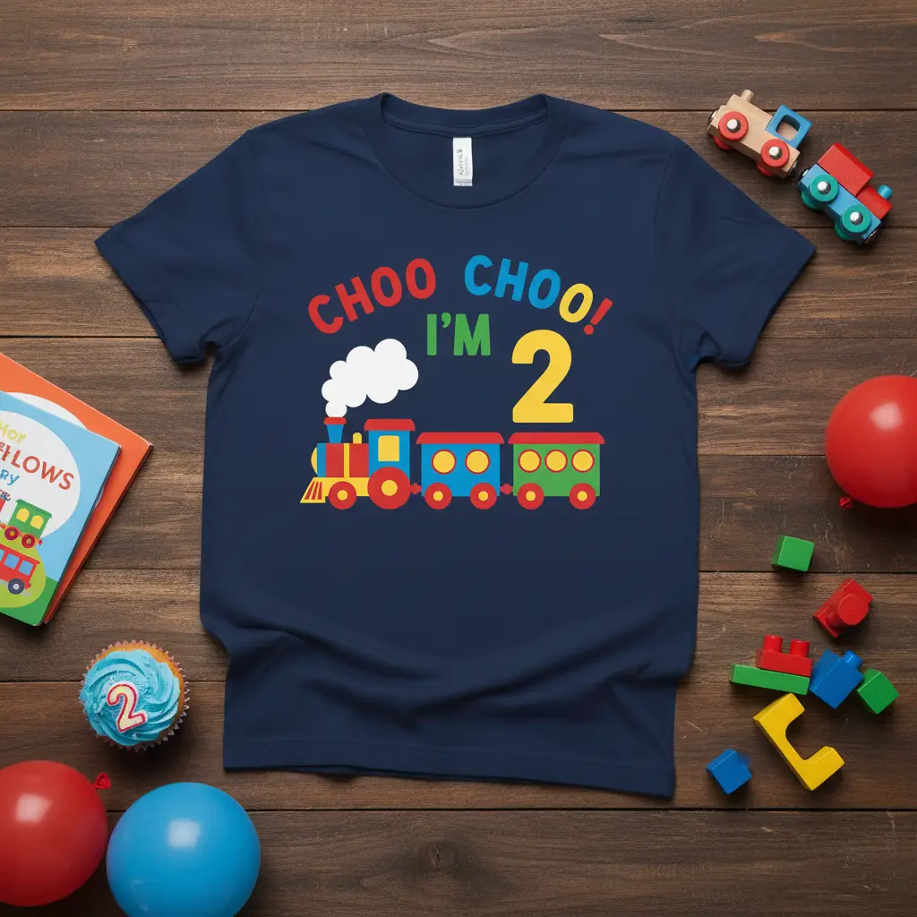 Choo Choo! I’m 2 Train Birthday T-Shirt Perfect for 2nd Birthday