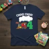 Choo Choo I'm 4 bold graphic design printed on comfortable cotton t-shirt