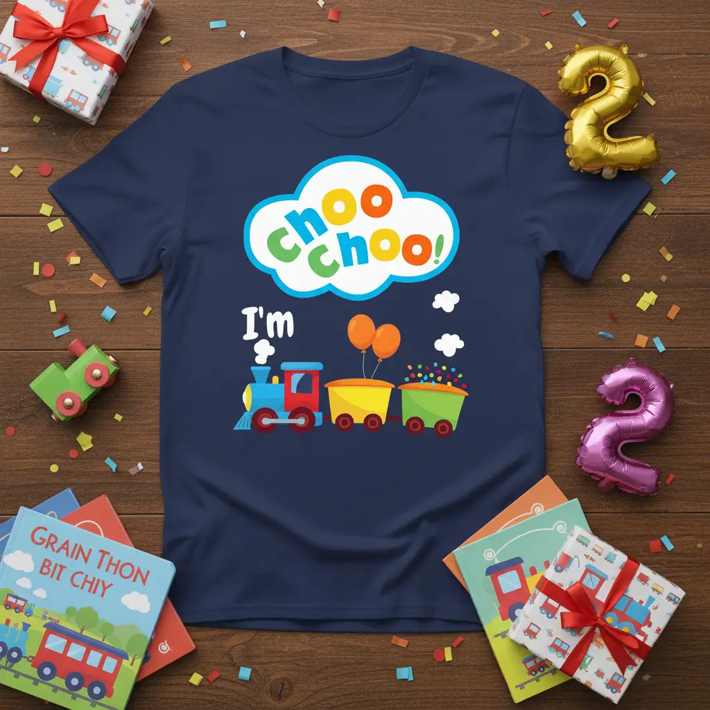 Choo Choo I’m Two Train Birthday T-Shirt Fun Toddler Gift