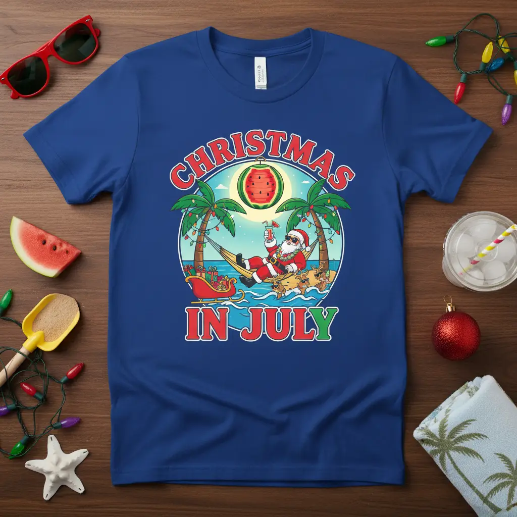 Christmas in July Santa Vacation T-Shirt Funny Holiday Gift