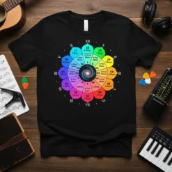 Circle of Fifths T-Shirt bold graphic design printed on comfortable cotton t-shirt