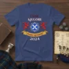 Clan Kilgore Family Reunion 2024 t-shirt with Scottish crest, lions, and banner in navy blue
