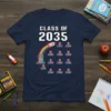 Class of 2035 Unnecessaryth t-shirt with rocket and grade markers design, navy blue shirt