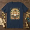 Clawpatra Queen of the Nile t-shirt design featuring a cat in Egyptian headdress and collar