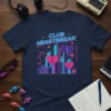 Club Heartbreak Everything Will Be Fine t-shirt with neon city skyline and broken hearts graphic