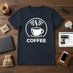 Coffee Lover WiFi Symbol detailed graphic design printed on comfortable cotton t-shirt