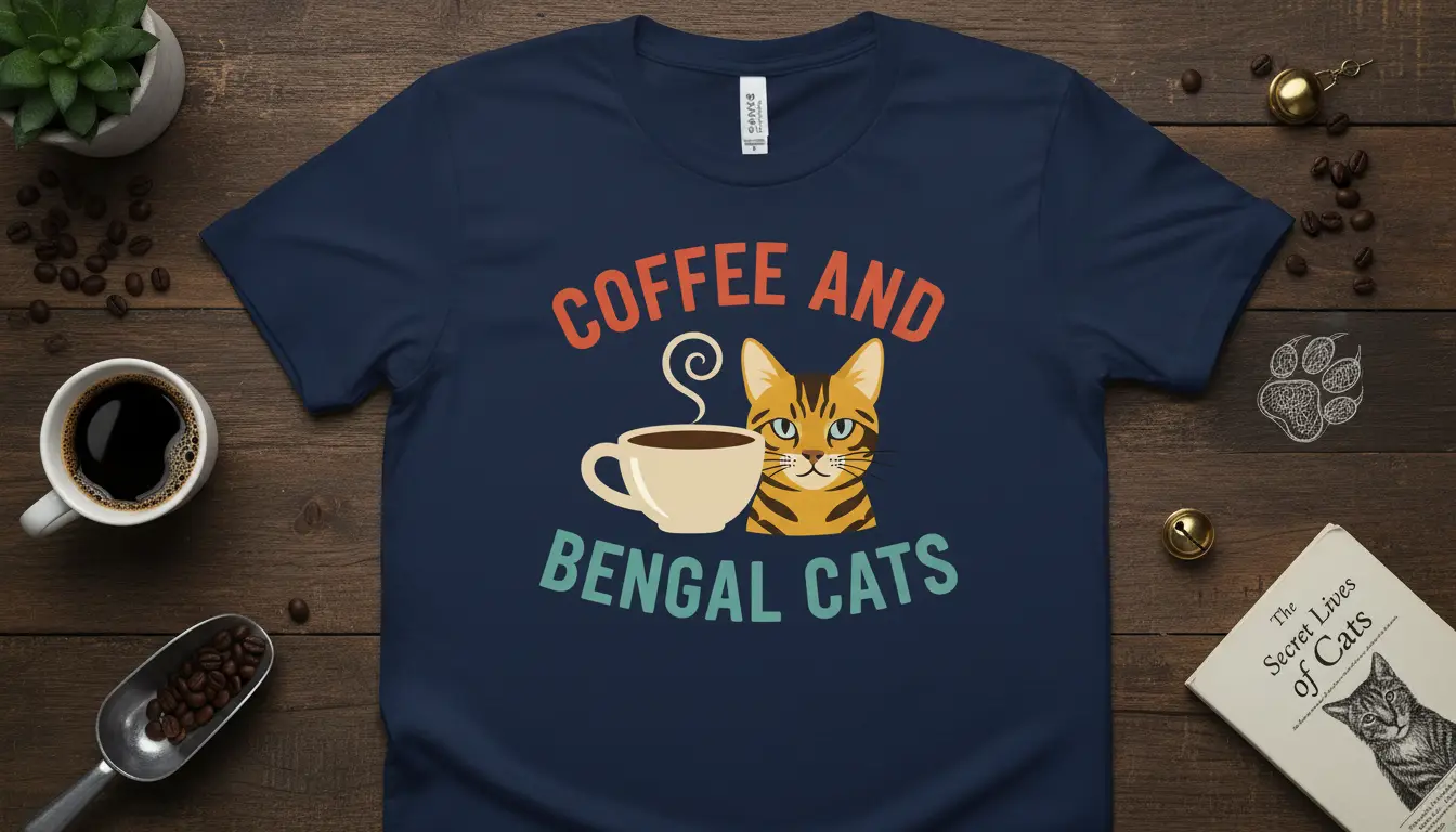 Coffee and Bengal Cats T-Shirt Gift for Cat Lovers