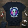 Colen Se Indrinet Jotikat Duros alien t-shirt design with a cute alien holding a planet against a colorful nebula background