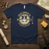 Collie Compass Co. Est. 1926 We Go Off The Map design on a navy t-shirt featuring a border collie with