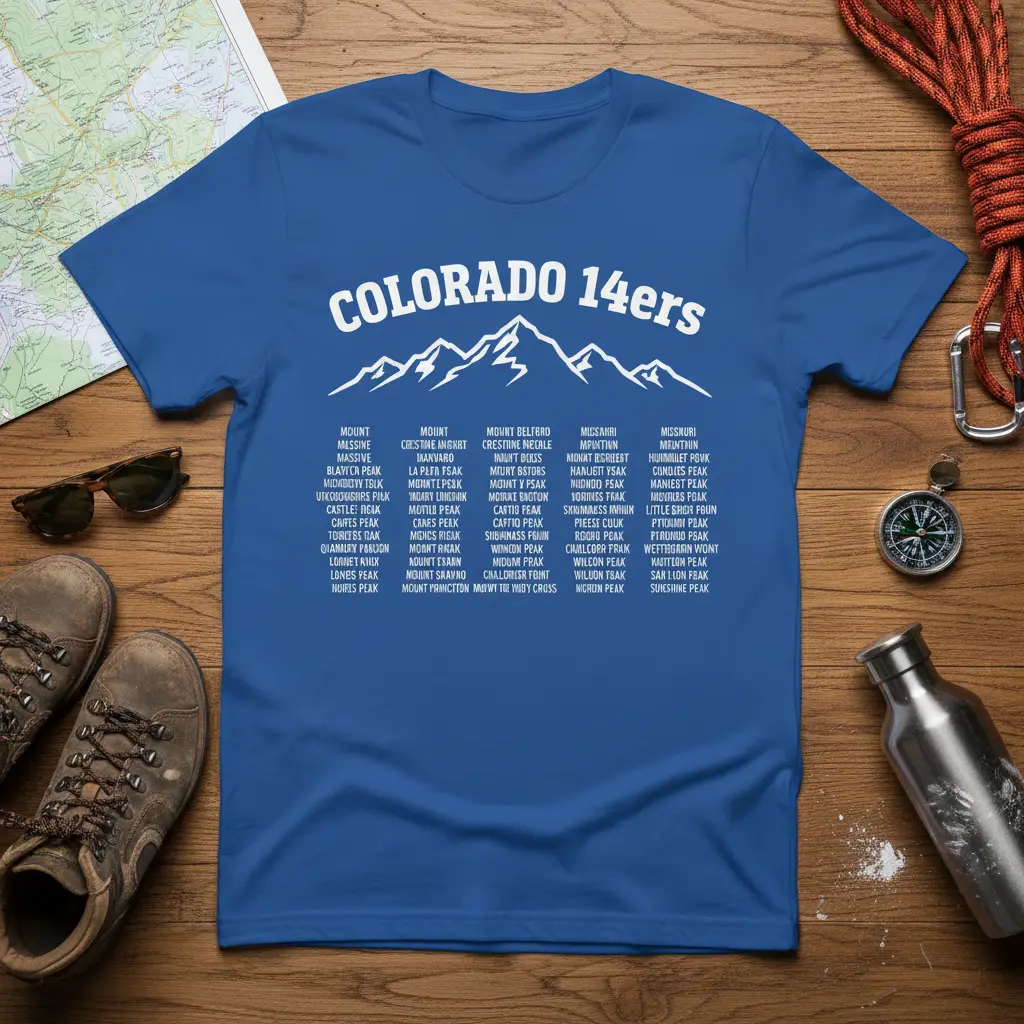 Colorado 14ers Mountain Peaks T-Shirt Adventure Gift