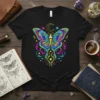 Colorful Luna Moth Art T-Shirt featuring a vibrant cosmic insect graphic with celestial elements and ornate floral accents