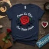 Como La Flor Con Tanto Amor Spanish quote t-shirt with red rose and musical notes graphic