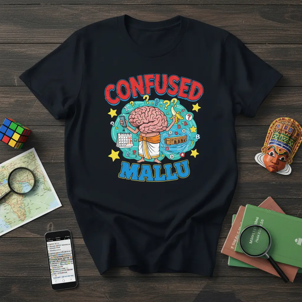 Confused Mallu T-Shirt Funny Indian Cultural Humor