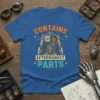 Contains Aftermarket Parts text with robot torso graphic on a blue t-shirt, suitable for mechanics and car lovers