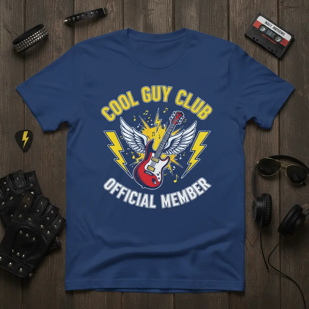 Cool Guy Club Official Member Guitar T-Shirt for Music Lovers
