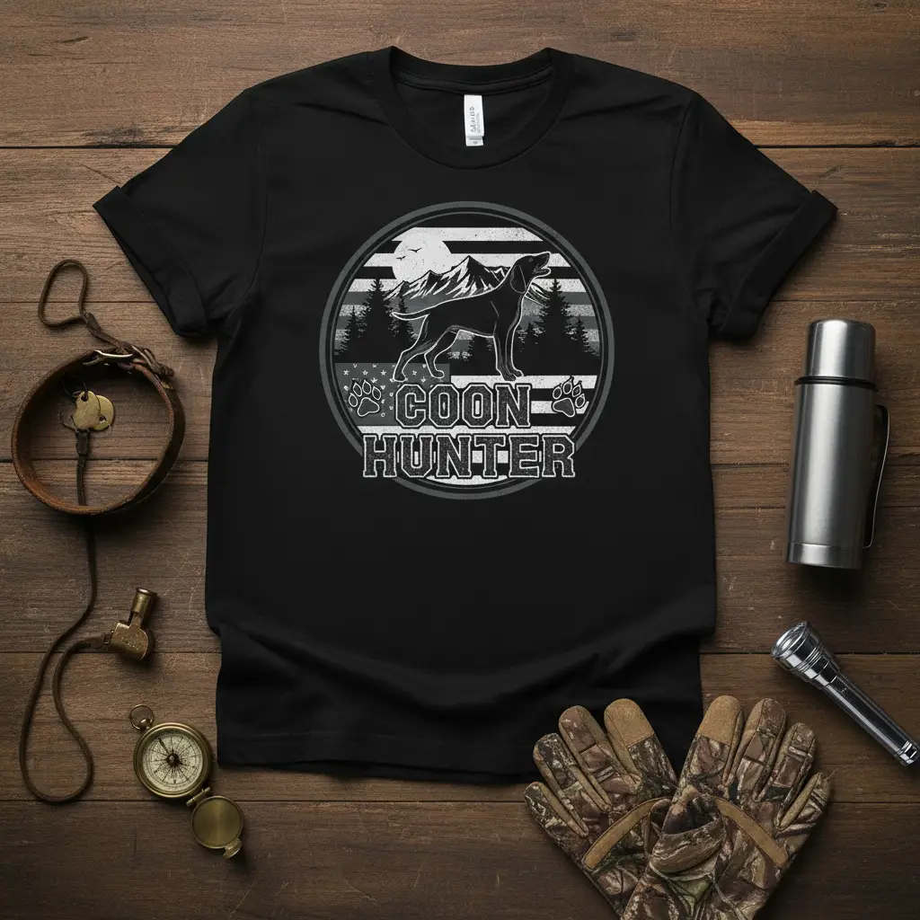 Coon Hunter Dog T-Shirt Outdoor Hunting Apparel Gift