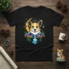 Corgi Mountain Waterfall unique graphic design printed on comfortable cotton t-shirt