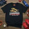 Coronado State Team Girls Swim & Dive t-shirt featuring two cougars, the year 2026, and team name in red and