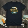 Cote d'Azur Toulon France travel t-shirt with sailboat and coastal town graphic