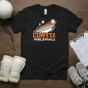 Coweta Volleyball team t-shirt featuring orange and white text with a volleyball net graphic