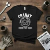 Cranky Engine Start Issues t-shirt with pistons holding coffee and looking grumpy