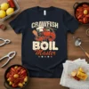 Crawfish Boil Master t-shirt design featuring a chef hat and crawfish illustration with bold text
