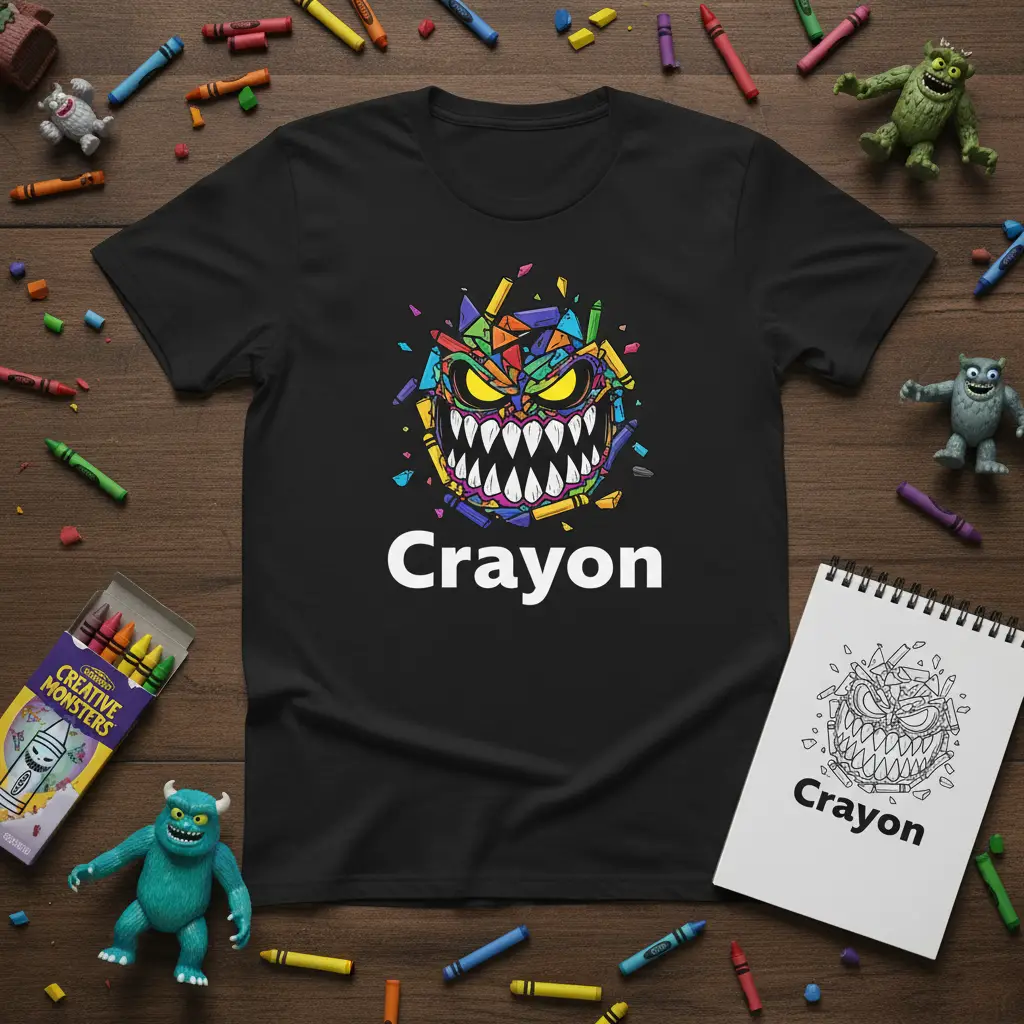 Crayon Monster Face T-Shirt Creative Art Student Gift