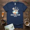 Creative Flow Artist t-shirt featuring a painter's palette with brushes and the text "Creative Flow Artist"