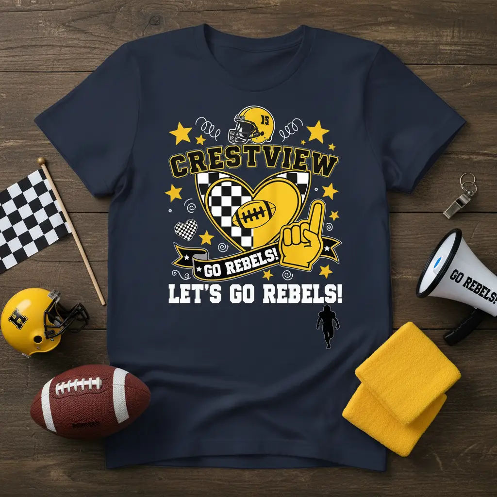 Crestview Rebels Let’s Go Rebels! Football Fan T-Shirt
