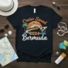 Cruise Squad 2024 Bermuda text with a cruise ship graphic, palm trees, and sunset