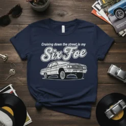 Cruising down the street in my Six Foe t-shirt with a classic car illustration