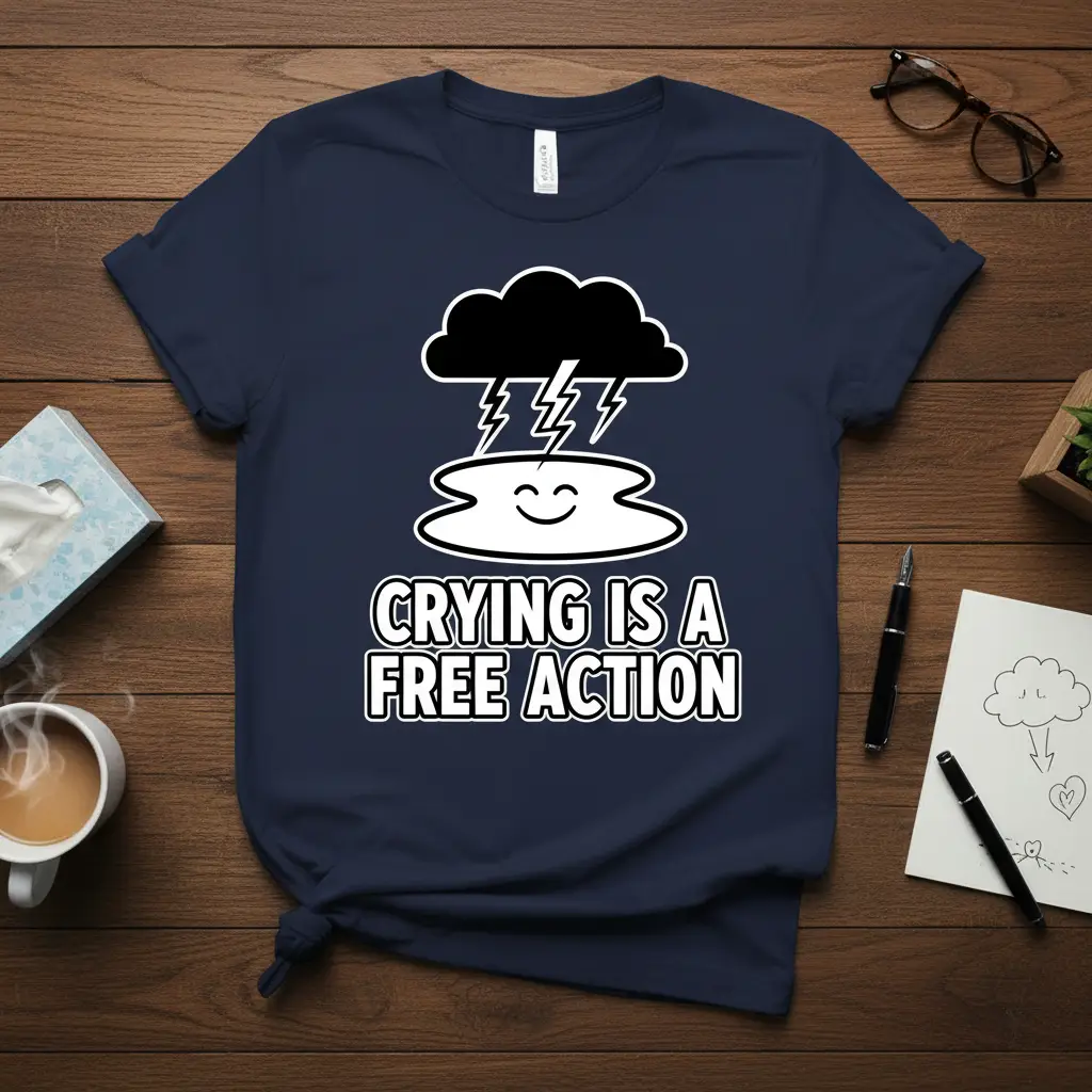 Crying Is a Free Action Funny Quote T-Shirt