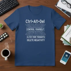 Ctrl+Alt+Del CONTROL YOURSELF ALTER text design featuring detailed typography on quality t-shirt