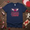 Cupid Crew t-shirt design with pink heart, wings, arrows, and stars