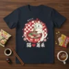 Cat Eating Ramen Japanese text design featuring detailed typography on quality t-shirt